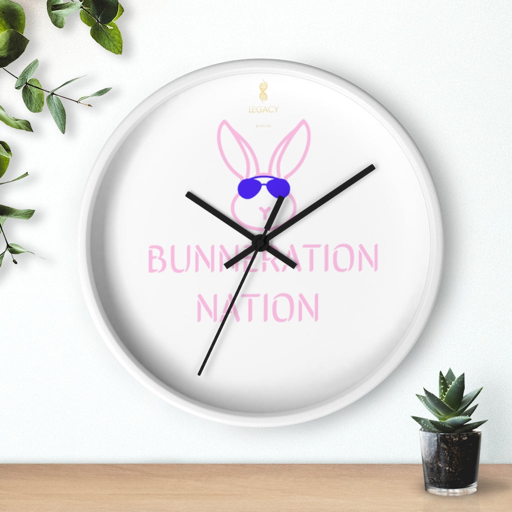 Bunneration Nation Wall Clock (in Pastel-Pink)