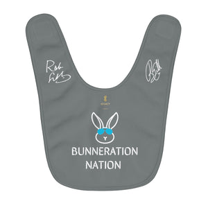 Official Robin & R.J. Gibb Signature Bunneration Nation Dark-Grey Fleece Baby-Bib