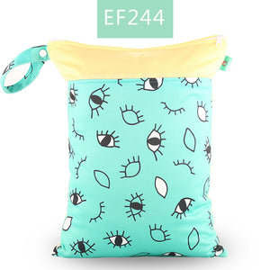 Elinfant 1PC Reusable Waterproof Fashion Prints Wet Dry Diaper Bag Double Pocket Cloth Handle Wetbags 30*40CM Wholesale