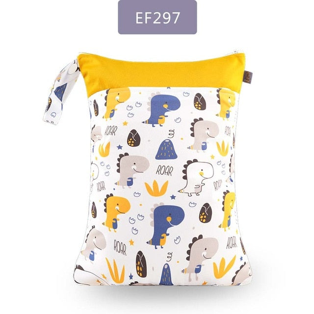 Elinfant 1PC Reusable Waterproof Fashion Prints Wet Dry Diaper Bag Double Pocket Cloth Handle Wetbags 30*40CM Wholesale